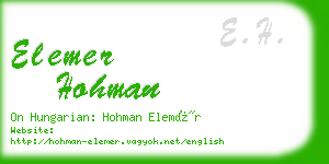 elemer hohman business card